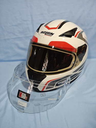 Casco Nolan N60-s Talle L Blanco/ Negro/ Rojo/ Gris 