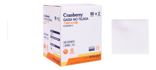 Gasa No Tejida Estéril 7,5x7,5 - Caja 50 Unidades  Cranberry