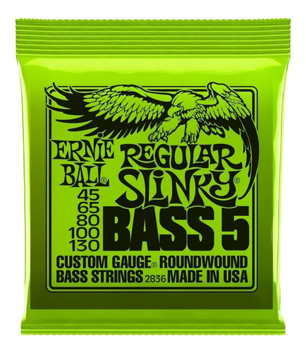 Cuerdas De Bajo Eléctrico 5 Ernie Ball Regular Slinky 45-130