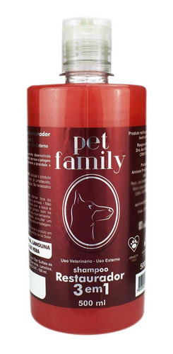 Shampoo Para Cães E Gatos Pet Family Restaurador 3em1 500ml