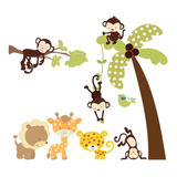 Adesivo Safari Decorativo Infantil Selva Macaco Leão Arvore