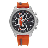 Reloj Tommy Hilfiger Hombre Lux Multifuncion 1792084 Color De La Malla Naranja/gris Color Del Bisel Naranja Color Del Fondo Azul/rojo