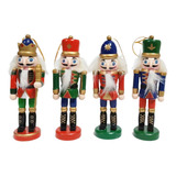 4 Soldados Cascanueces De Madera 13cm Decoración De Navidad