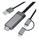 Mkj 3 Em 1 Tipo C/micro-usb Para Cabo Hdmi Mirascreen Ld29