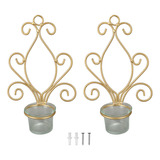 Candelabros Para Colgar En La Pared, 2 Piezas, Color Dorado,