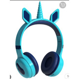 Audífono Bluetooth Unicornio Orejitas Azul Niños Manos Libre
