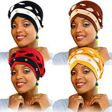4 Piezas Trenza Mujeres Africano Turbante Elástico Cuentas C