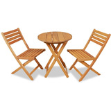 2 Sillas Capri + Mesa Redonda 60cm Madera Eucalipto - Envío