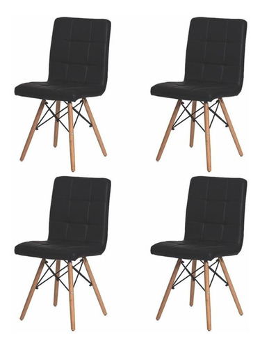 Kit 4 Cadeiras Mesa Sala De Jantar Eiffel Eames Gomos Wood