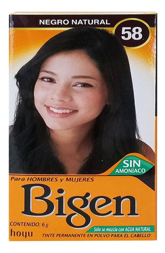 Bigen Tinte Permanente En Polvo Color Negro Natural 58 6g