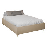 Cama Box Base Queen Para Colchão Desmontável Toronto Dobuê Cor Bege