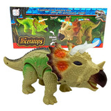 Dinosaurio Triceratops Rex Camina Ruge Luces Pila Sonidos