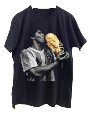 Remeras Estampadas Dtg Full Hd Maradona Besando Copa Mundo