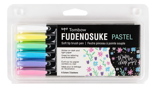 Marcadores Tombow Fudenosuke Colores Pastel 6 Piezas