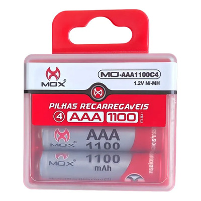 Pilha Recarregável Palito Aaa 1000mah Cartela 4 Pçs Mox | MercadoLivre
