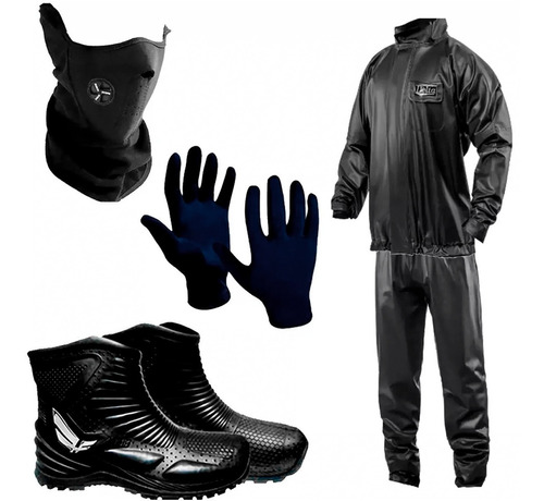 Kit Traje Lluvia Delta + Botas + Guantes + Mascara Fas Motos