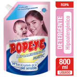 Detergente Líquido Popeye Hipoalergénico 800ml Pack X3