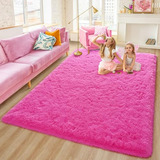 Alfombra Rosa Peluda Rostyle 4x6 Para Habitación De Niñas, S