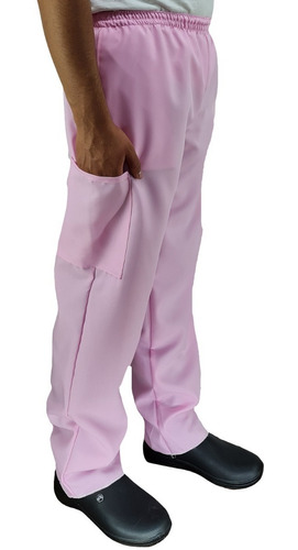 Pantalón Cargo Resorte Completo Multiusos Unisex Rosa Pastel