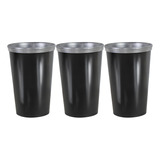 3 Copos Térmico Alumínio Revestido 300ml Preto Black Barato