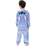 Pijama Mameluco Disfraz Stitch Cosplay Niño Niña Azul