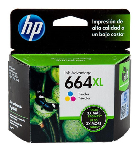 Cartucho De Tinta Hp 664xl Tricolor Original F6v30al