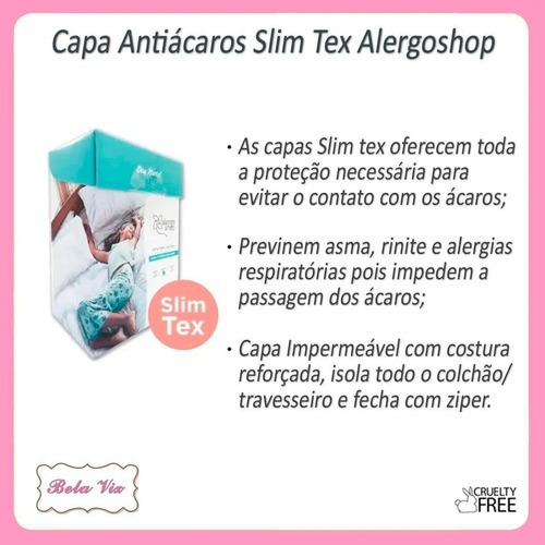 Capa Anti Ácaro Colchão Solteiro Slim Tex E Capa Travesseiro