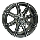 Jogo De Roda Liga Leve Zuma Wheels Aro 14 3264 Gsp 4x100/108 Cor Grafite Com Diamantado