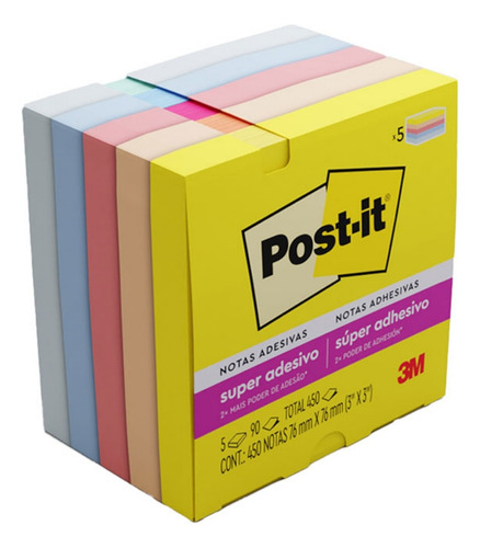 Bloco Adesivo Post-it 3m 76x76 Mm Coleção Alegria 450 Fls