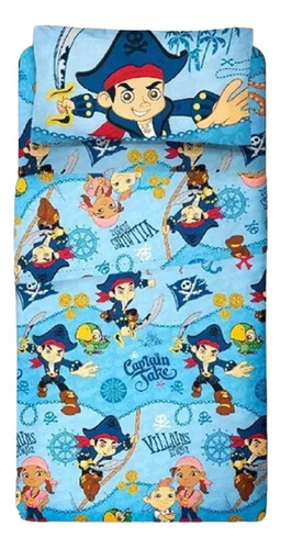 Cubrecama Cover Reversible Verano Disney Piñata 1 1/2 Plazas Color Capitan Jake