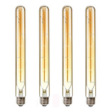 4 Focos Led Tubular T30 Ámbar Luz Cálida Vintage 4w E26  