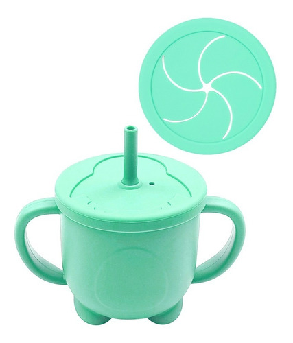 Vaso Silicona Bebe Doble Tapa/uso: Sorbete/contenedor Cereal Color Menta