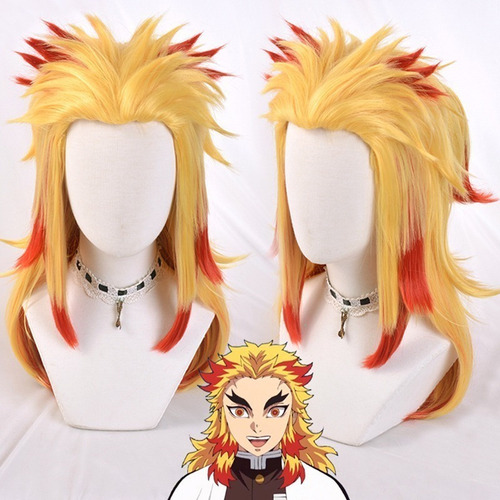 Peluca De Cosplay Anime Demon Slayer Cosplay Kyojuro Rengoku