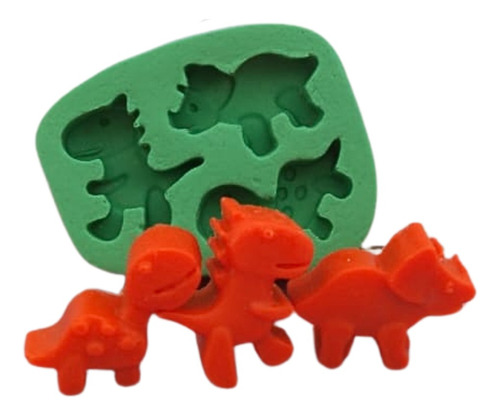 Molde Forma Silicone Sabonete Biscuit - Dinossauros 3 Cav