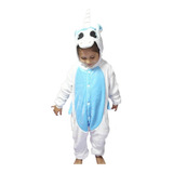 Pijama Y Disfraz Enterito Polar Unicornio - Blanco Y Azul