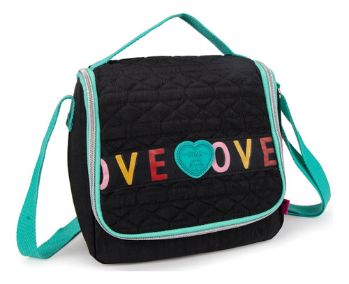 Lancheira Térmica Bolsa Feminina Love Preto Para Marmita 