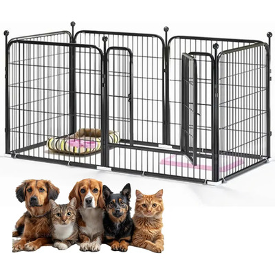 Corral para Mascotas Rejas GANG-PE003-B 6 Paneles de 60 x 60 cm para Interior o exterior Plegable color Negro | Envío gratis
