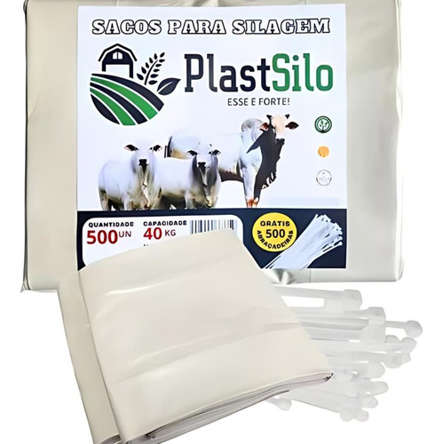 500 Saco Para Silagem Branco 55x110 + 500 Abraçadeiras 