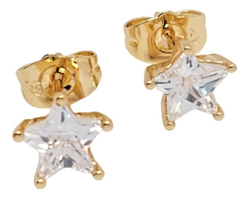 Aretes Estrella Niña Mujer Oro Laminado Arracadas Moda