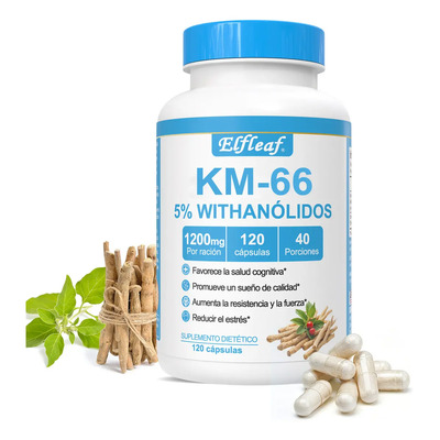 Elfleaf Km-66 Root Extract 1200mg,5% Withanolides,con Extracto De Pimienta Negra Para La Máxima Absorción,apoyo Estrés,estado De Ánimo Y Atlético,120 Cápsula | MercadoLibre