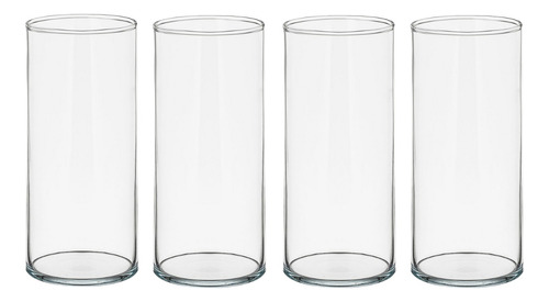 Kit Vaso Tubo Vidro Cilíndrico 21cm Transparente Decoração