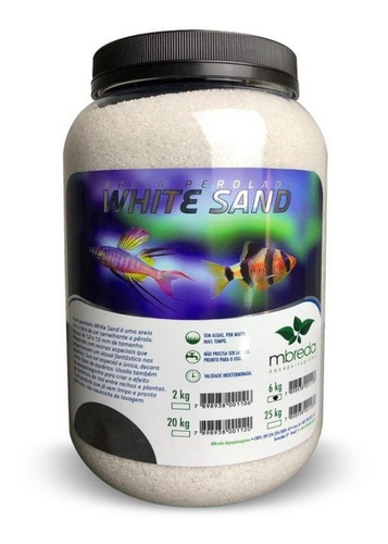 Areia Perolada White Sand Mbreda 6kg P/ Plantado E Marinho