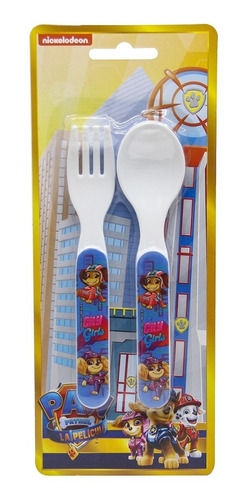 Set Cubiertos Paw Patrol Skye Tenedor + Cuchara Bebe Y Niñas