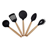 Set 5 Utensillos De Nylon Cucharon Espumadera Espatula