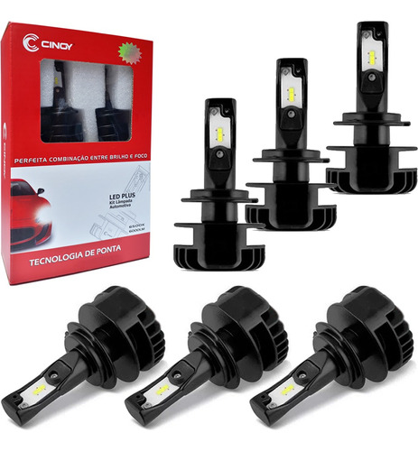 Kit Lâmpadas Ultra Led Cinoy Farol Alto Baixo E Milha 6000k