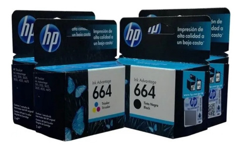 Combo 4 Cartucho Tinta Hp 664 2color F6v28al 2negros F6v29al