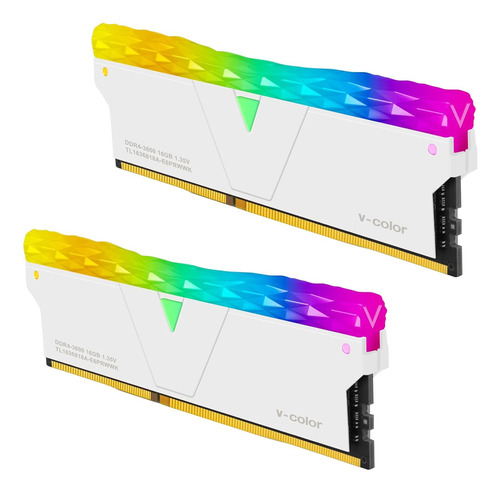 32gb De Memoria Ram V-color Prism Rgb White 16x2 A 3600mhz