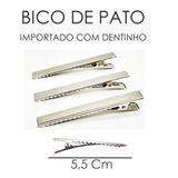 100 Bicos Pato Presilha Jacaré 5,5 Cm Prata/niquel Base Reta