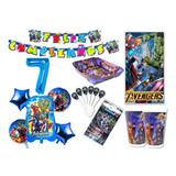 Kit Decoración Avengers X24 Niños + Bouquet + Numero