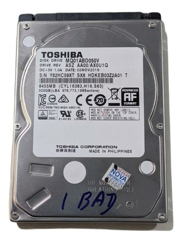 Hd Toshiba Mq01abd050v 500gb Com Defeito (ml78)